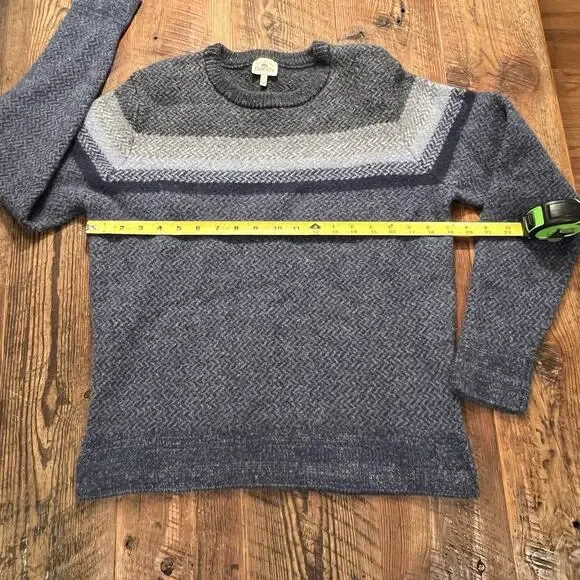 FAHERTY Sweater Crewneck Women's Large (Medium) 100% Merino Wool Blue Gray READ - Picture 5 of 13